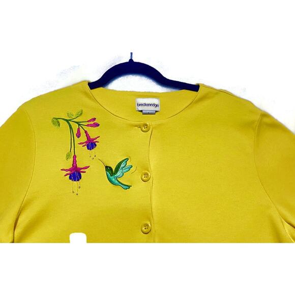 Breckenridge Button Up Jacket Women's Large Yellow Embroidered Casual - Picture 3 of 10